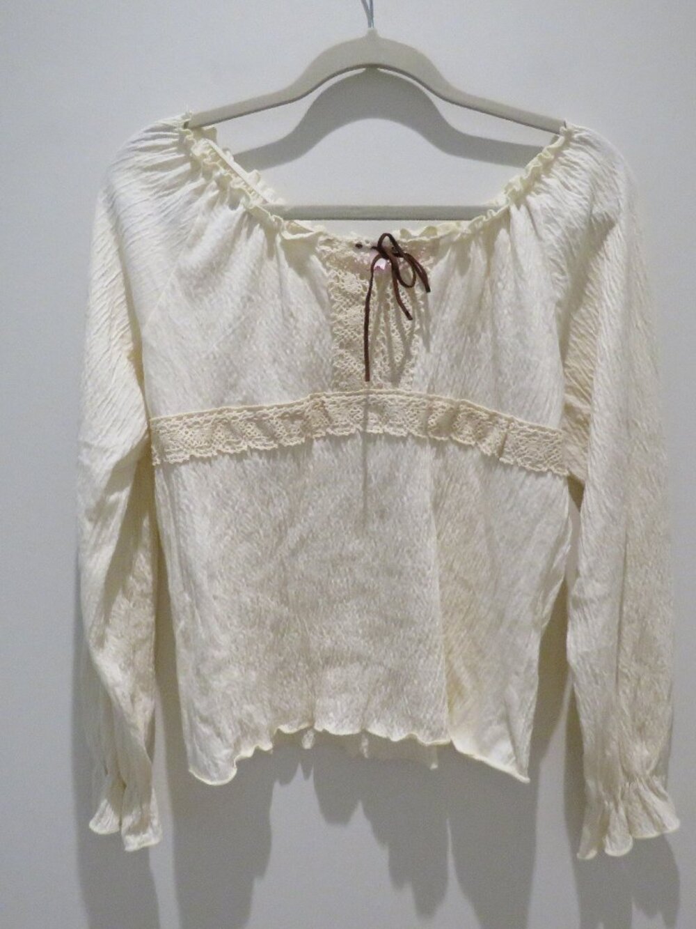 VINTAGE XHILIRATION Milkmaid Cottagecore Top Cream XL Coquette Boho Renaissance - Picture 2 of 11